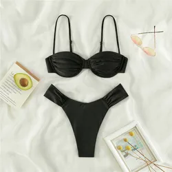 Black Thong Micro Bikini Push Up 2026 Sexy Swimsuit Women Underwired Solid Ladies Swimwear Bikinis Sets Swimming Suit Wear Women
