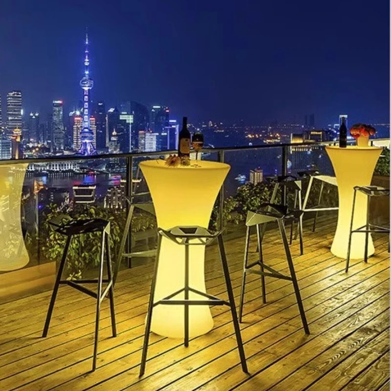 Modern 5-Piece RGB LED Bar Table Set with Remote Control Home Bar Furniture with Stools for Gaming Room Party Decor