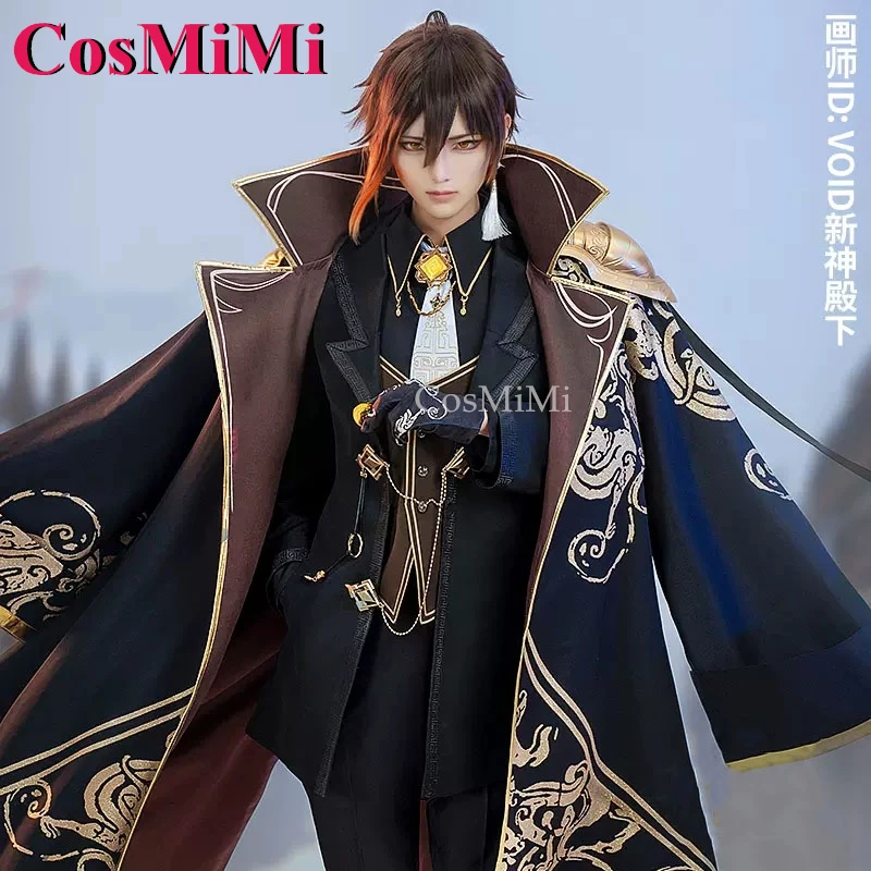 CosMiMi Zhongli Cosplay Game Genshin Impact Costume Abyss Of Loss Fashion Handsome Uniforms Carnival Party Role Play Clothing