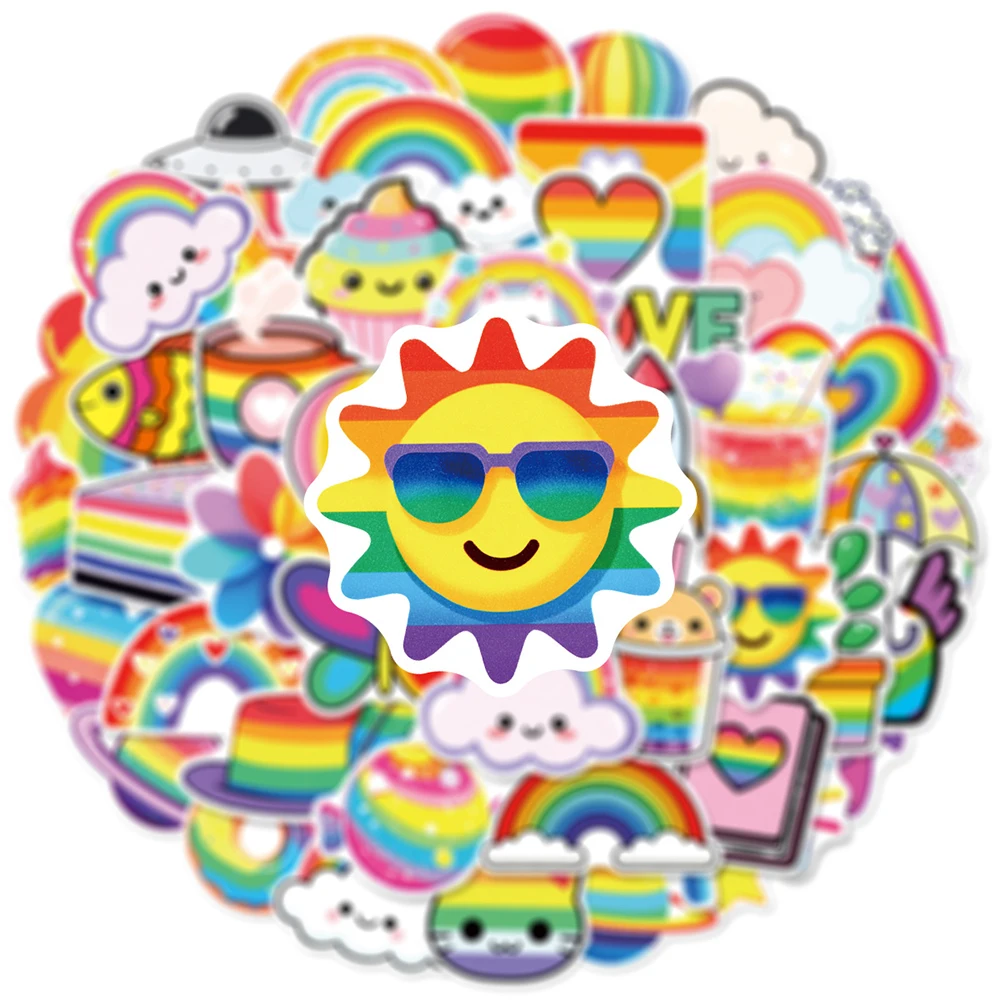 

10/30/50pcs Cartoon Rainbow Series Aesthetic Stickers Cute Graffiti Decal for Kid Toy DIY Suitcase Guitar Bike Car Sticker Decor