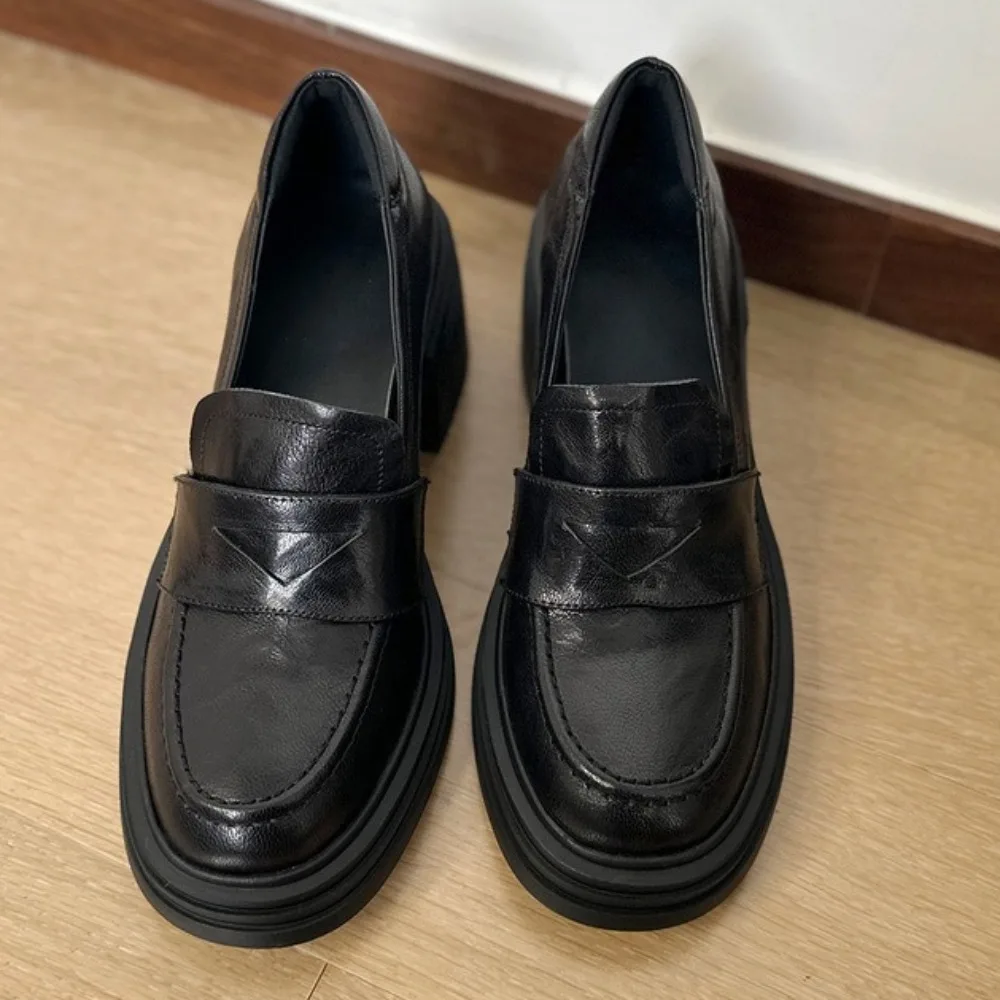 

Women's Loafers Spring Autumn Soft Leather Platform Leather Shoes Women's New High Heel Pumps High Heeled Leather Shoes Women