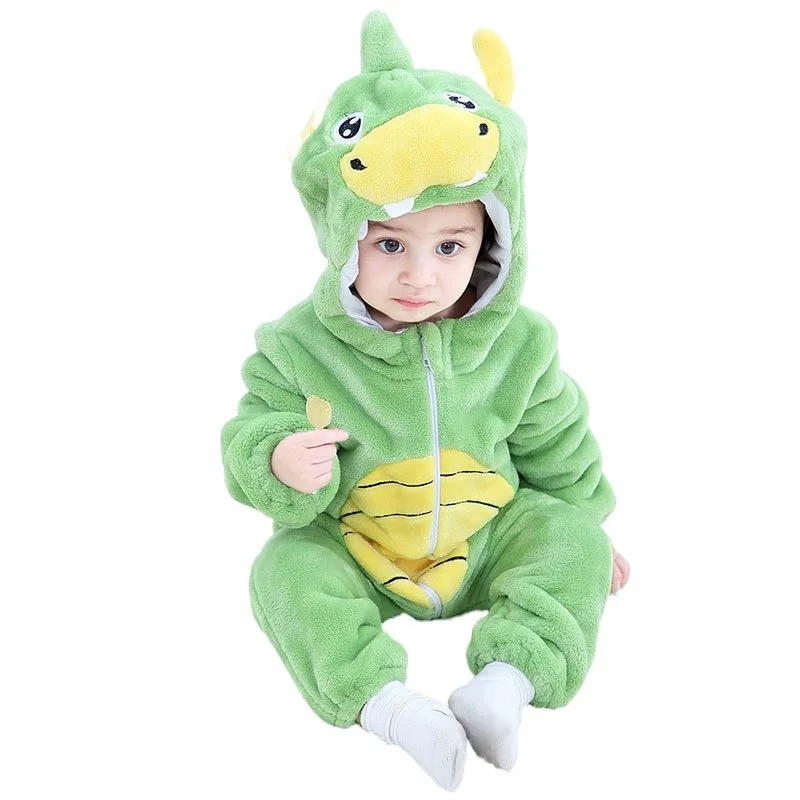 Child Green Cartoon Dinosaur Animal Pajamas Boy Girls Toddler Animal Jumpsuit Baby Rompers Infant Clothes Pyjamas Kids Kigurumi