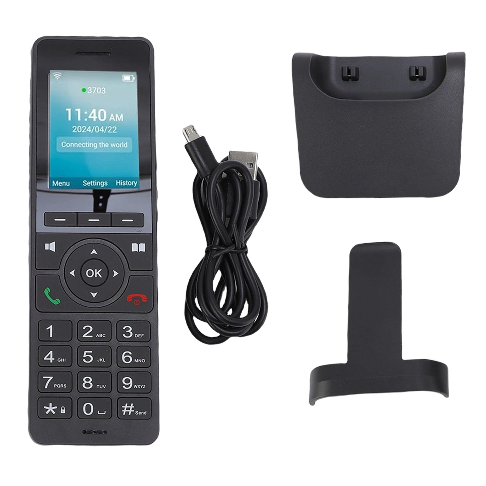 Cordless Phone 4G LTE Cordless Phone Portable Wifi 2.4in Color Screen Desktop Phone for Dect VoIP Black Desktop Phone Wifi Phone