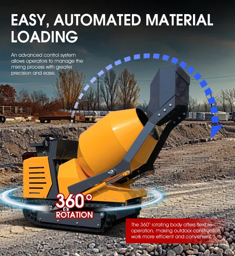 Customized Manufacturer Crawler Mobile Self Loading Concrete Mixer Machine 0.5m3 Diesel Mini Small Cement Truck Mixer F