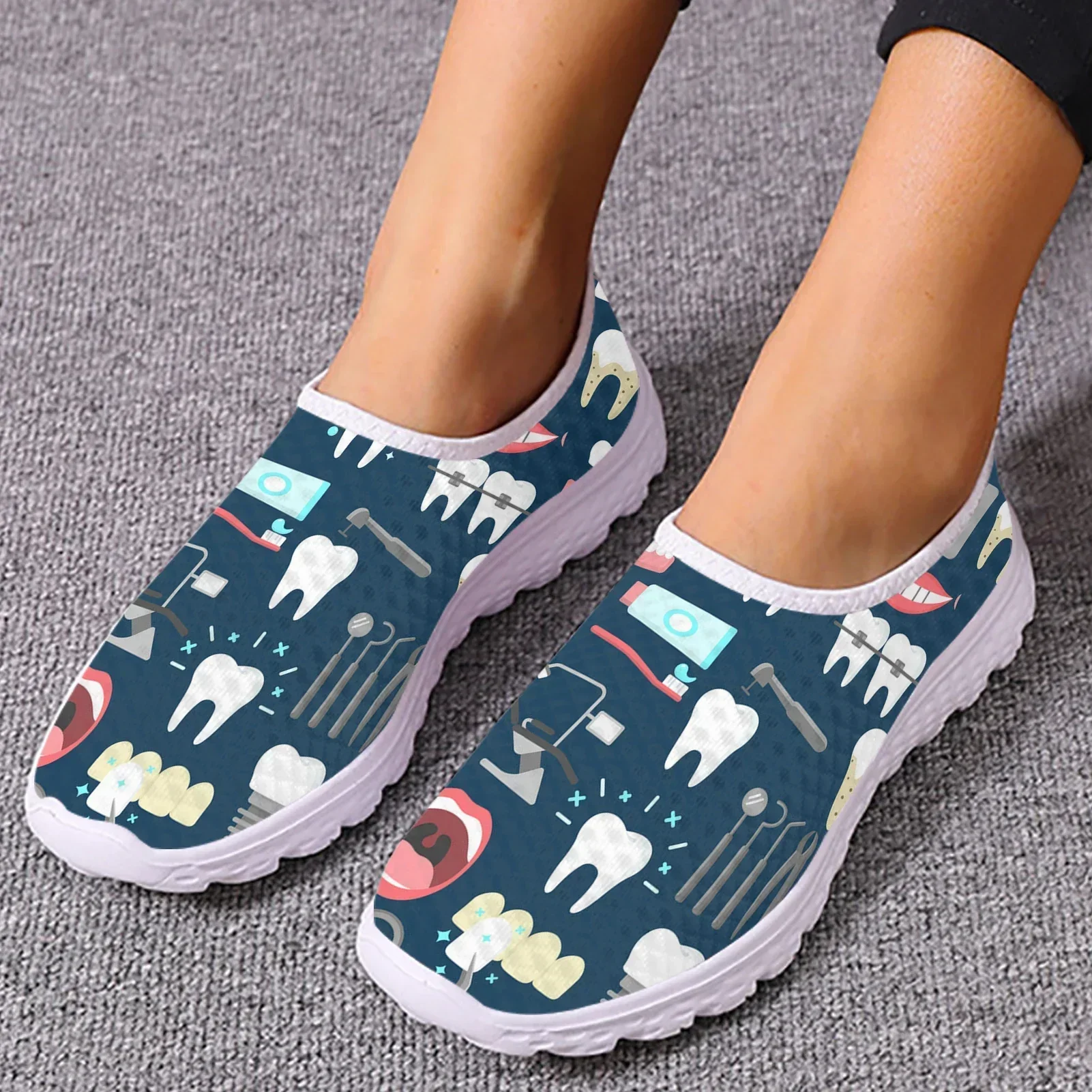 

Dentist Shoes Dental Equipment Print Summer Sneakers Mesh Women Men Loafers Light Breath Flats Footwear Woman