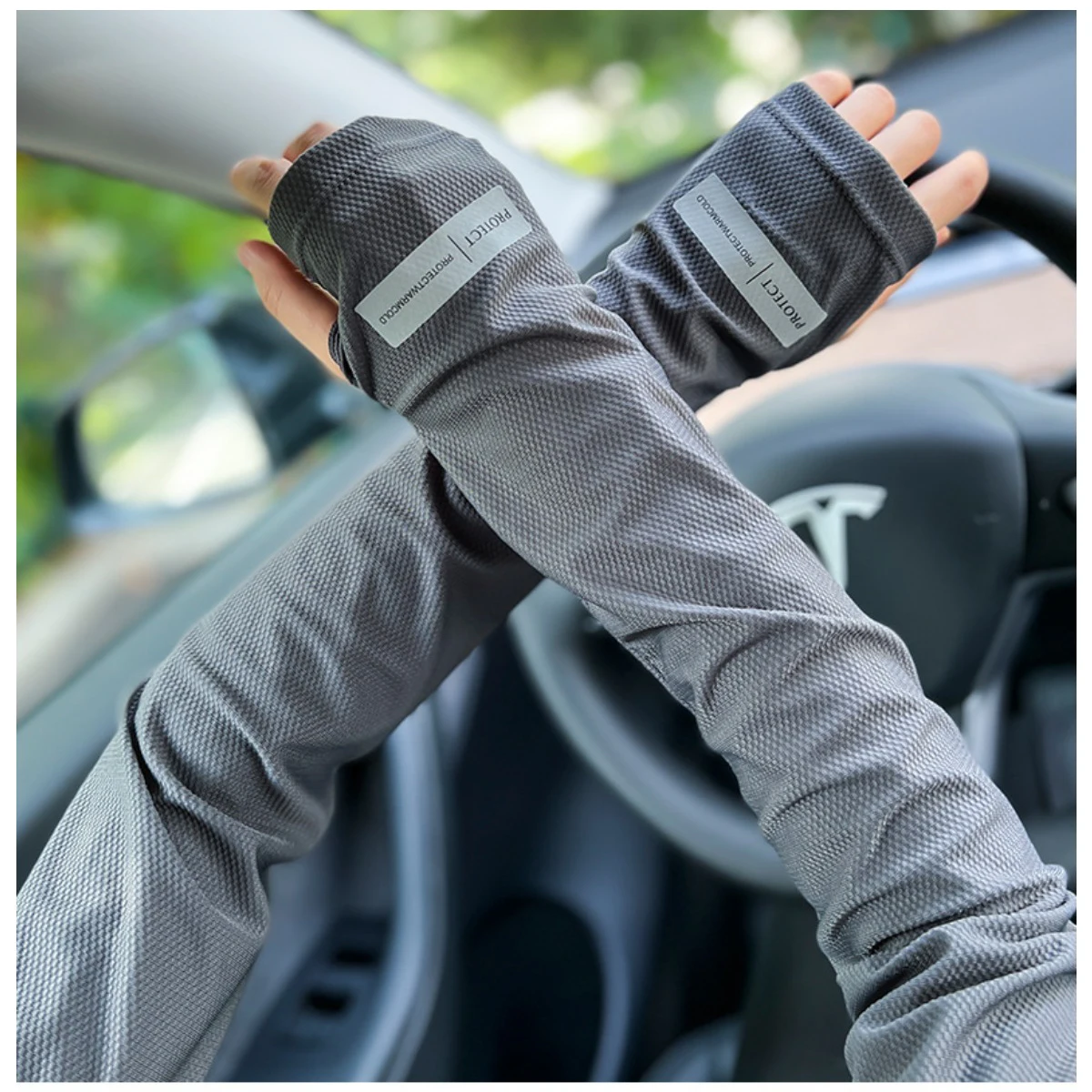 UV Solar Arm Sleeves Men Cycling Mask Long Sleeve Ice Silk Driving Arm Cover Sun-protective Summer Women Anti-Sunburn Cool Muff
