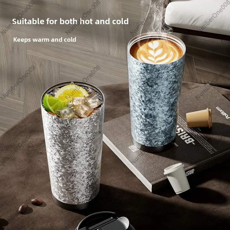 Pure Titanium Coffee Thermos Cup, High Appearance, with Straw & Removable Filter, Portable Travel Mug, Large Capacity