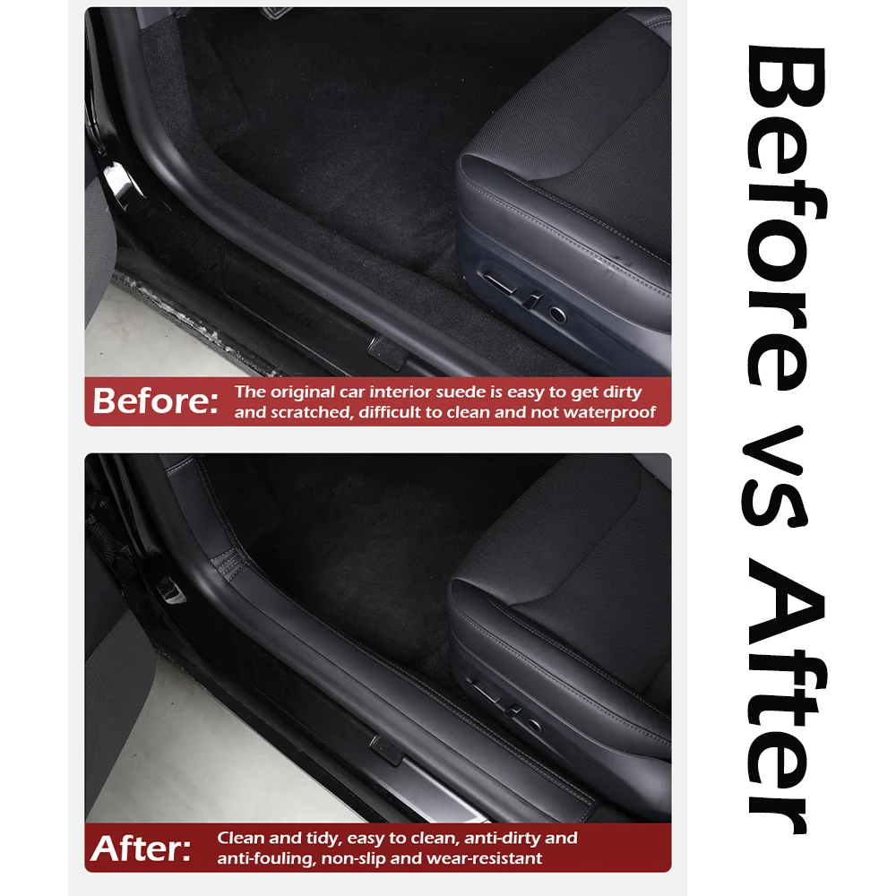 Door Sill Pad for Tesla Model Y Juniper 2026 Front Rear Door Entry Guard Scuff Strip PU Leather Door Sill Protector Accessories