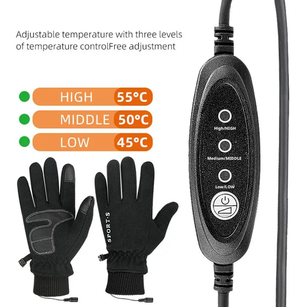 قفازات ساخنة USB شحن التزلج قفازات ركوب الدراجات للجنسين قفازات الشتاء الحرارية مع التدفئة دراجة نارية لمس قفازات دافئة