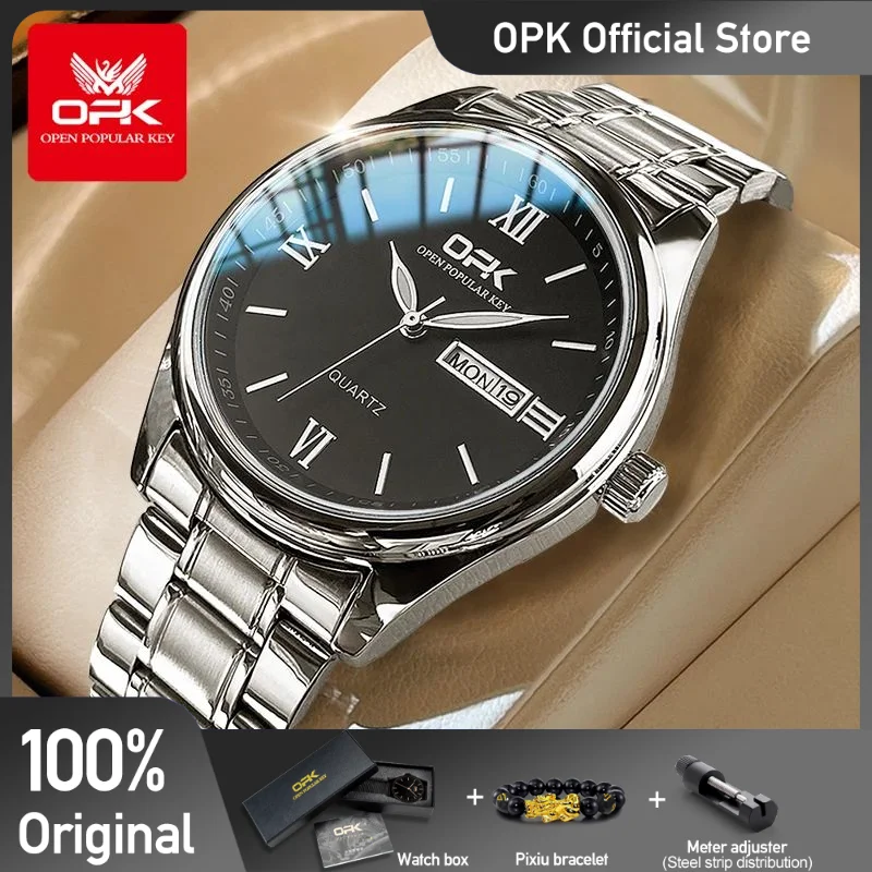 

OPK 8123 Mens Watch Fashion Original Quartz Wristwatch Waterproof Luminous Watches For Men Dual Calendar Display Reloj Hombre