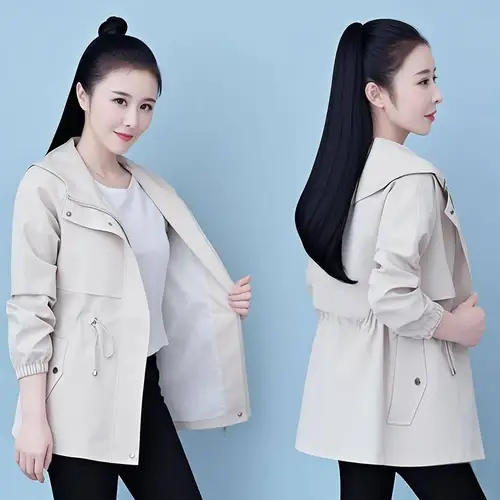 2025 nueva primavera otoño gabardina Mujer con capucha delgada cazadora de Mujer Tops chaquetas de talla grande Gabardina Mujer abrigo Top