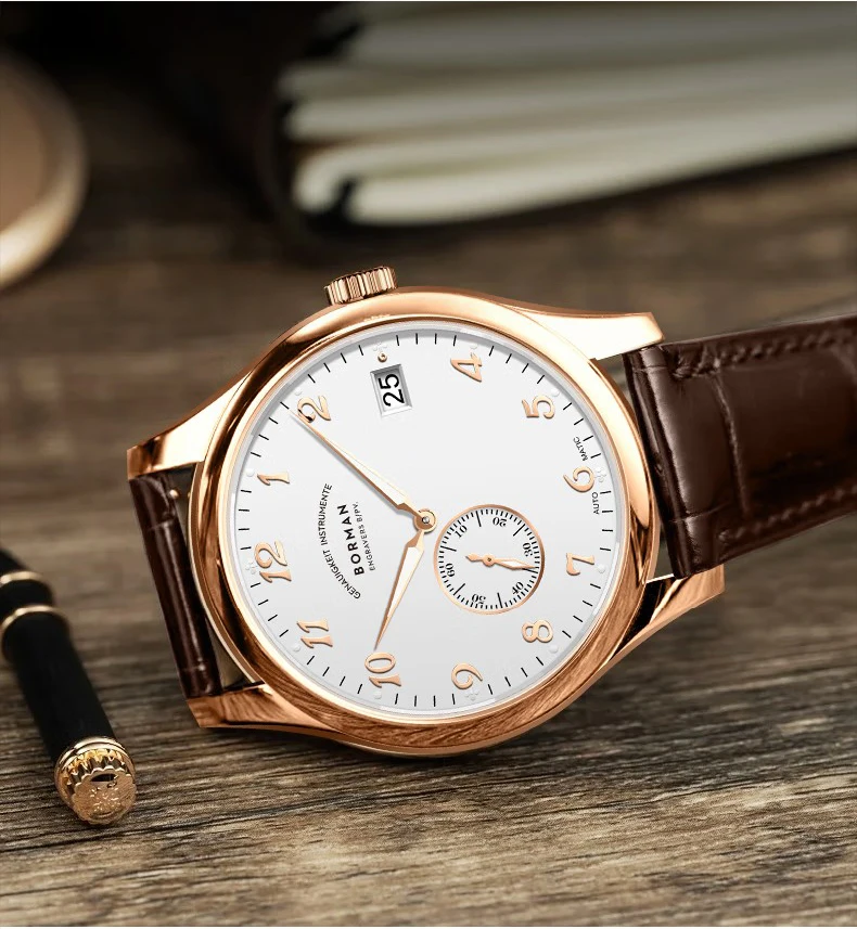 

BORMAN Мужские автоматические часы 41 мм Механические наручные часы Ультратонкие светящиеся 5 бар Водонепроницаемые сапфировые часы Hangzhou5000 Мини-ротор