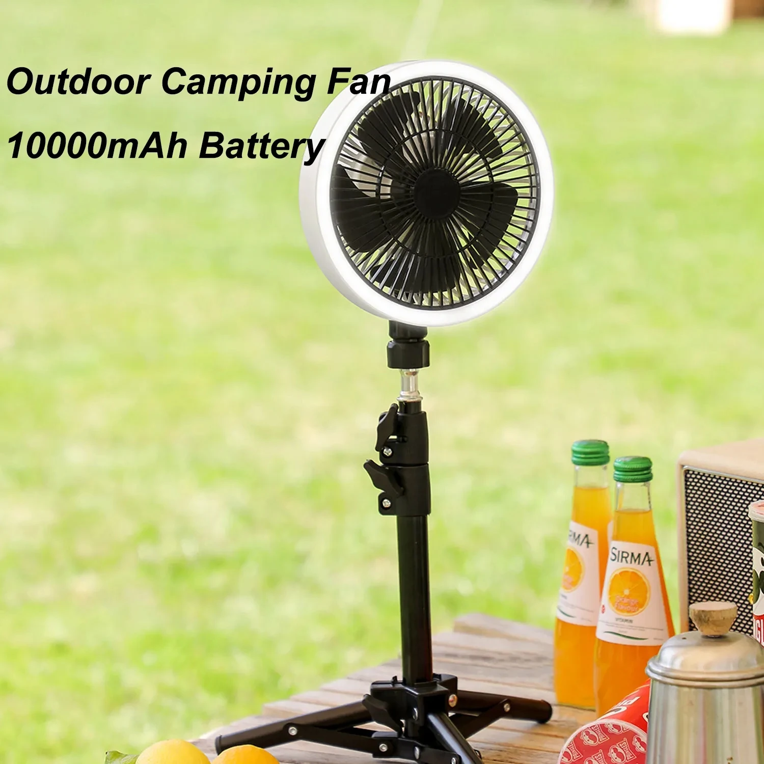 

10000mAh Outdoor Camping Fan with Power Bank Portable Wireless Tripod Standing Floor Fan Home USB Rechargeable Electric Fan