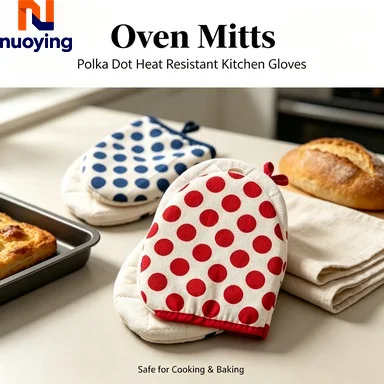 Guantes de Cocina Resistentes al Calor con Diseño de Puntos, Guantes Anti-quemaduras para Microondas y Repostería