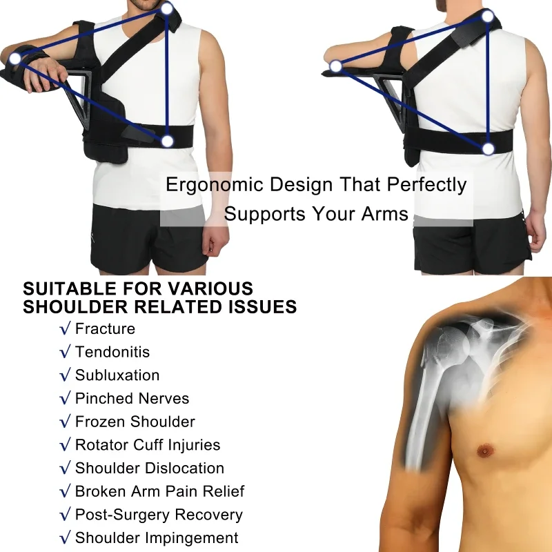 Shoulder Abduction Stabilizer Brace Support, Protect Stabilize Shoulder Injury, Rotator Cuff, Fracture, Tendonitis, Post Surgery