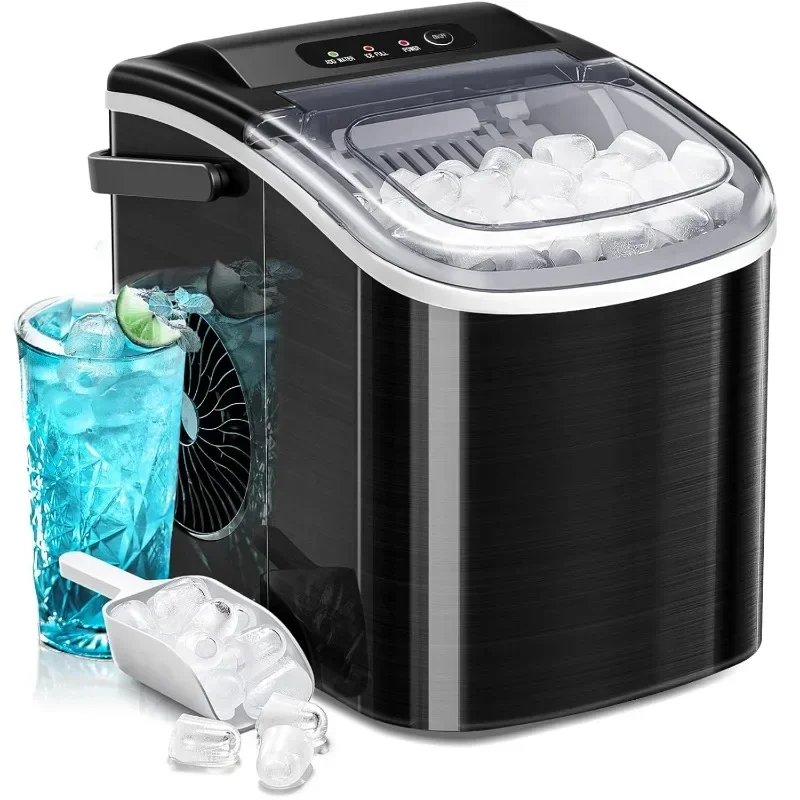 Ice Maker Countertop with Handle Portable with Self-cleaning Function Perfect for Home Kitchen