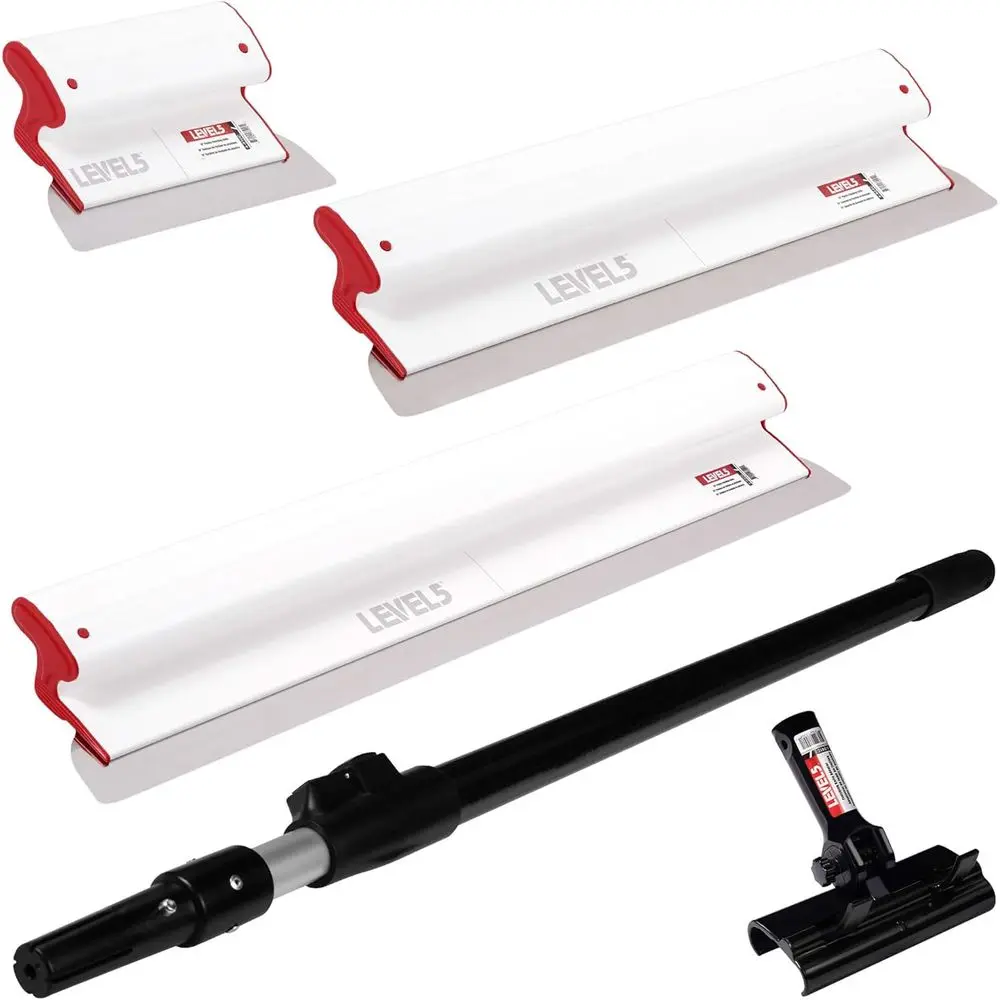 

10, 24 & 32 Inch Drywall Skimming Blades with 37-63 Inch Extendable Handle - Composite and Stainless Steel for Smoothing Walls a