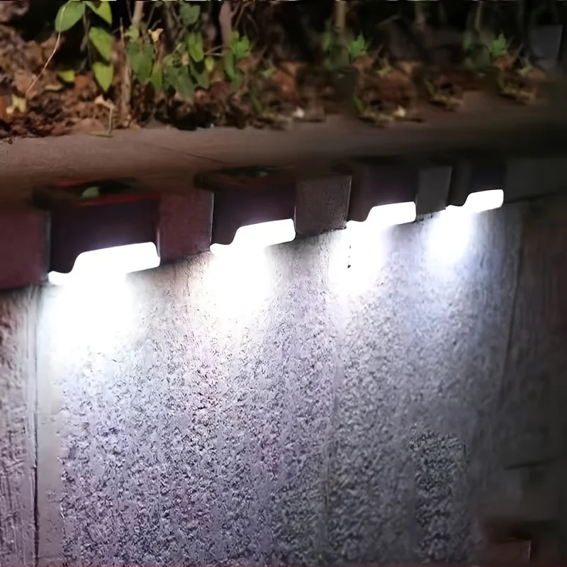 

4 ступенчатых светильника на солнечной энергии, наружные настенные светильники, лестничные светильники, перила для двора, белый свет