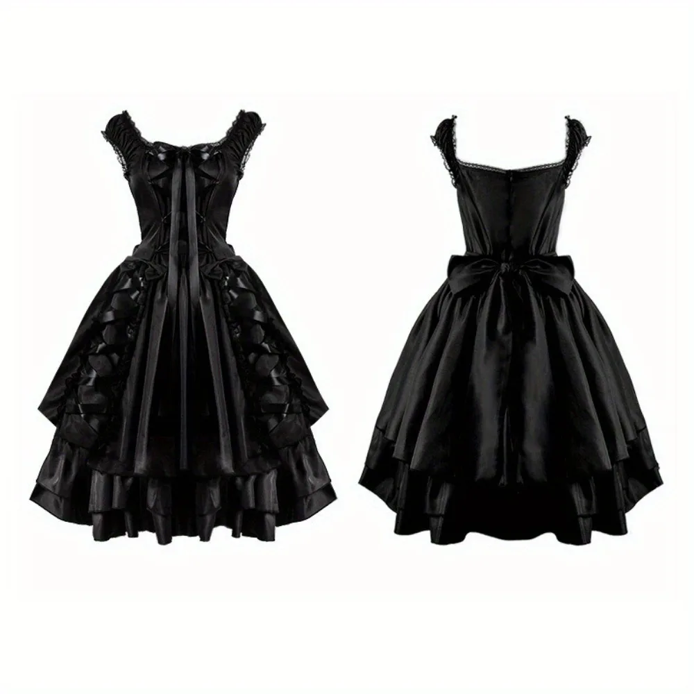 

Новая европейская и американская женская юбка: винтажный готический костюм горничной на шнуровке на Хэллоуин