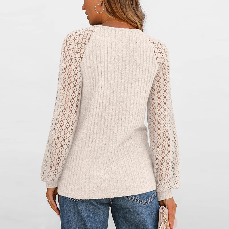 

2025 Fashion Women Sweatshirts Autumn Winter Long Sleeve Loose Knitted Shirt Women Casual Mesh Sleeves Blouses