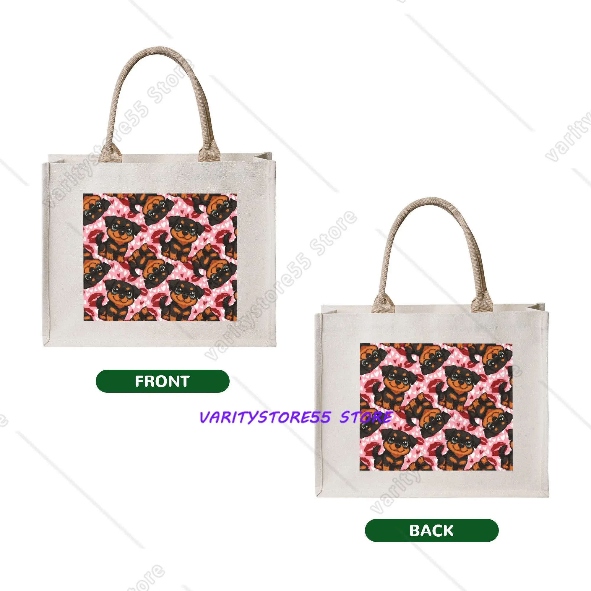 Funny Printed Cute Rottweiler puppy pattern Shopping Tote Bags Portable Shopper Shoulder  Handbag