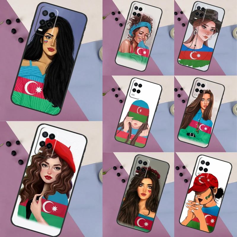 Azerbaijan Flag Girl For OPPO A57 A17 A77 A16 A76 A96 A58 A78 A98 A74 A94 A5 A9 A15 A52 A72 A93 A53 A54S Case