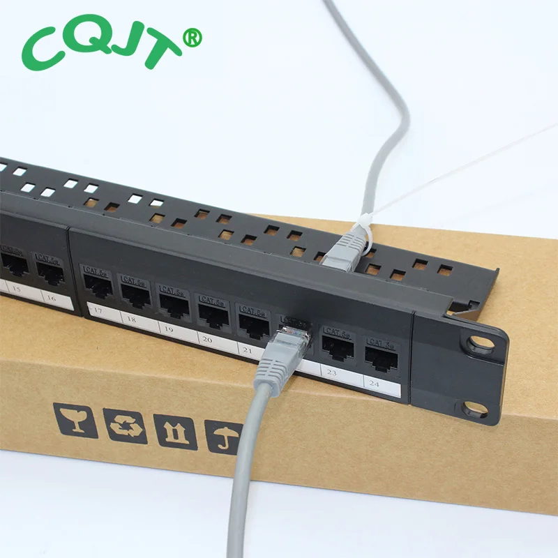 19inch 1u 8/24 Port Cat6 Patch Pan Cabinet Rack Pass-through Rj45 Cable Adapter Keystone Jack Modular Frame