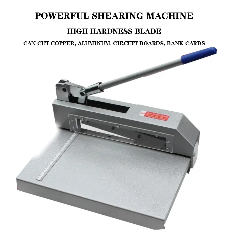Heavy-duty shear cutter for metal sheets, circuit boards, and paper; aluminum sheet cutter.