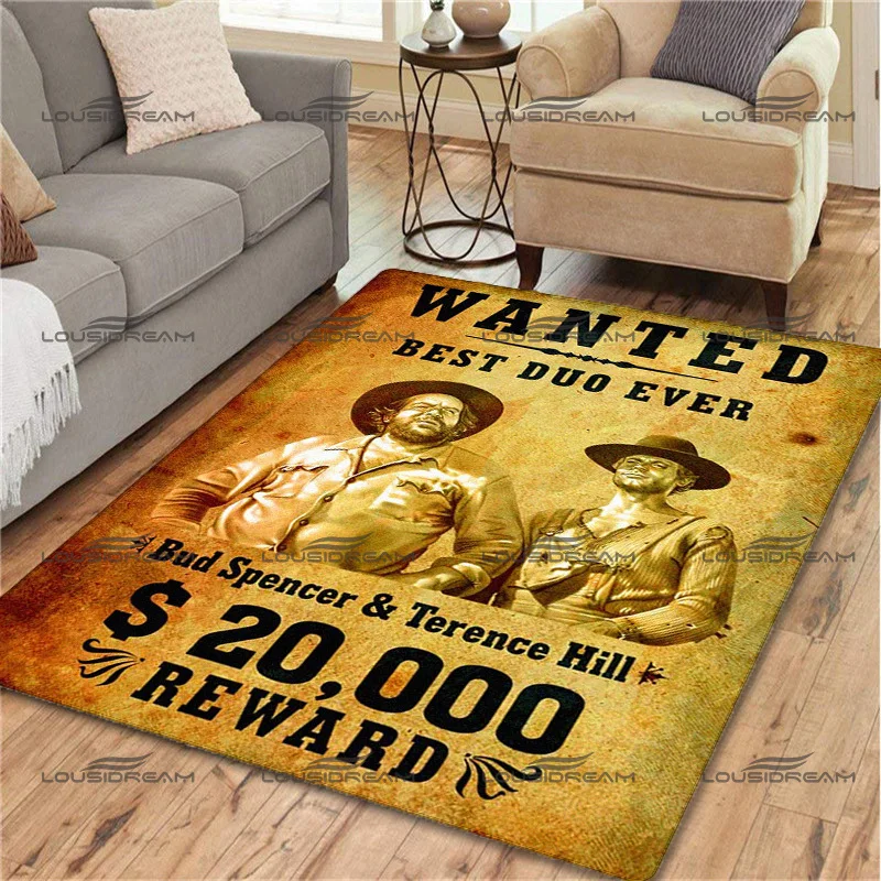 Square Flannel Character Art Carpet Bud Spencer & Terence Hill Decorative Rugs Modern Home Living Room Floor Mats Bedroom Carpet