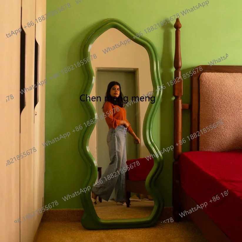 French retro wave home living room art floor mirror irregular senior full-length mirror