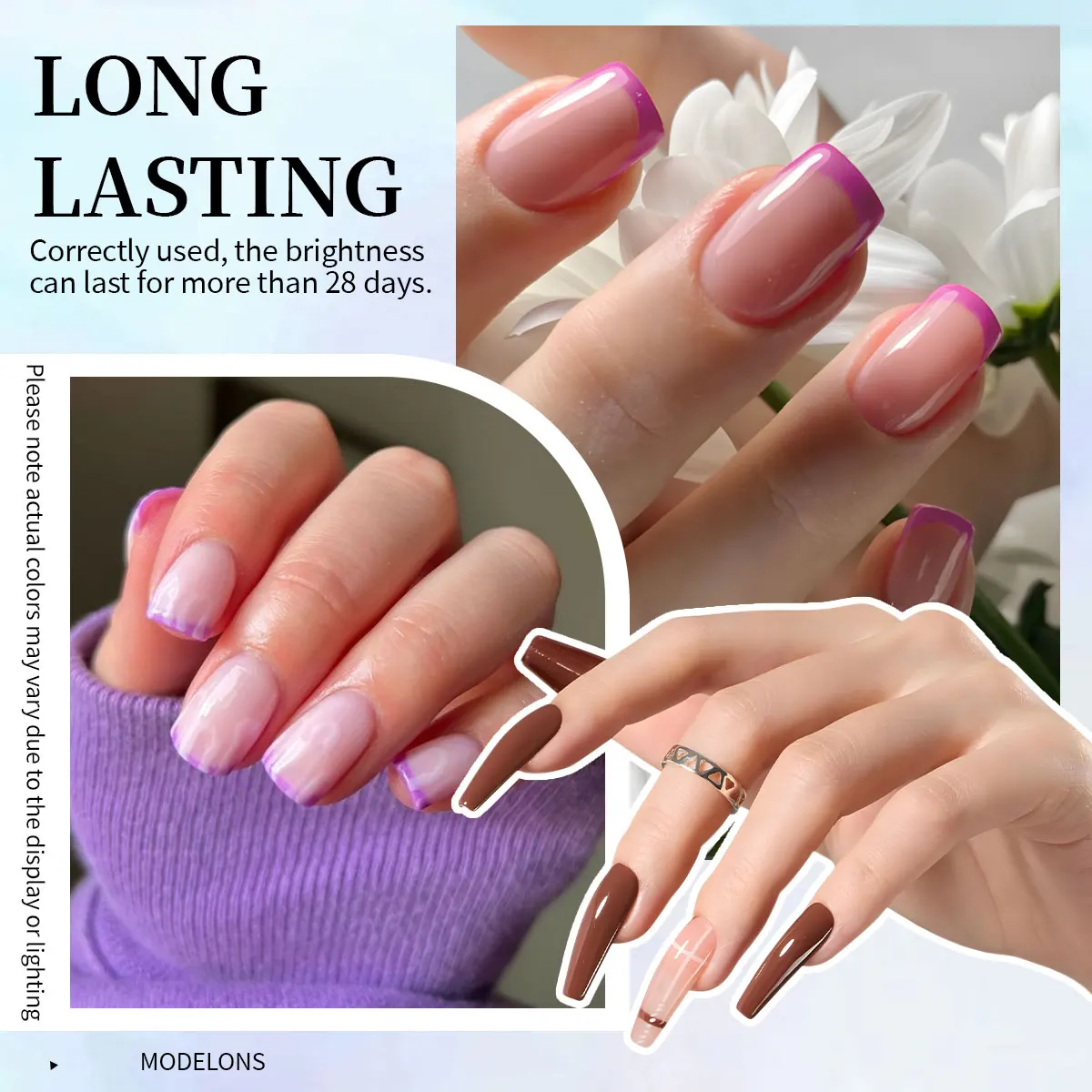 VOKY Conjunto de 6 garrafas de esmalte em gel diamante de 8ml, cada garrafa contém 0,27 onças, sem álcool, conjunto de casaco de base para unhas DIY