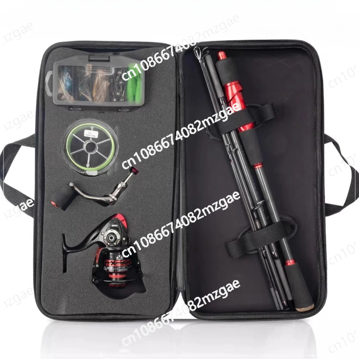 

5-Section ultra-portable straight handle Luya rod set, full set of travel rod, carbon rod, long-throw black pit fishing rod