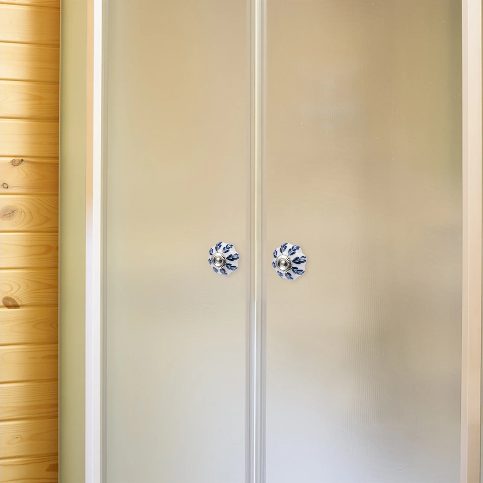 

2Pcs Ceramic Door Knobs Flower Pattern Durable Cabinet Handles Drawer Knobs Practical Replacement Door Knob Ceramic Handle