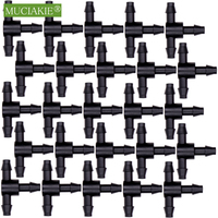 MUCIAKIE 50PCS Barb Tee Piece 3 Way 4/7mm Connector Garden Watering Pipe Hose T Joint Micro Drip Irrigation Tool 1/4'' Couplings