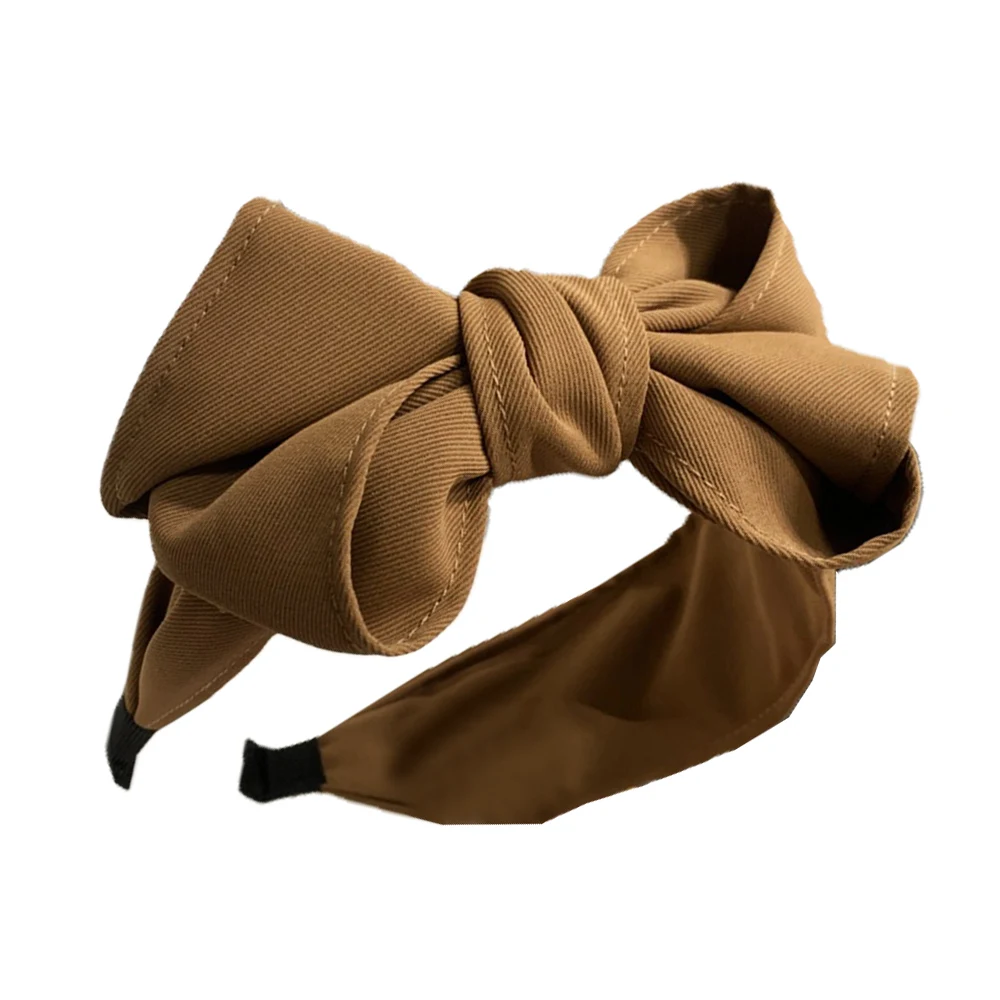 Bandas de cabelo de abas largas para mulheres Monocromático Head Hoop, Double Layer Bows Headband, Big Bowknot, Side Knot, Acessórios para cabelo