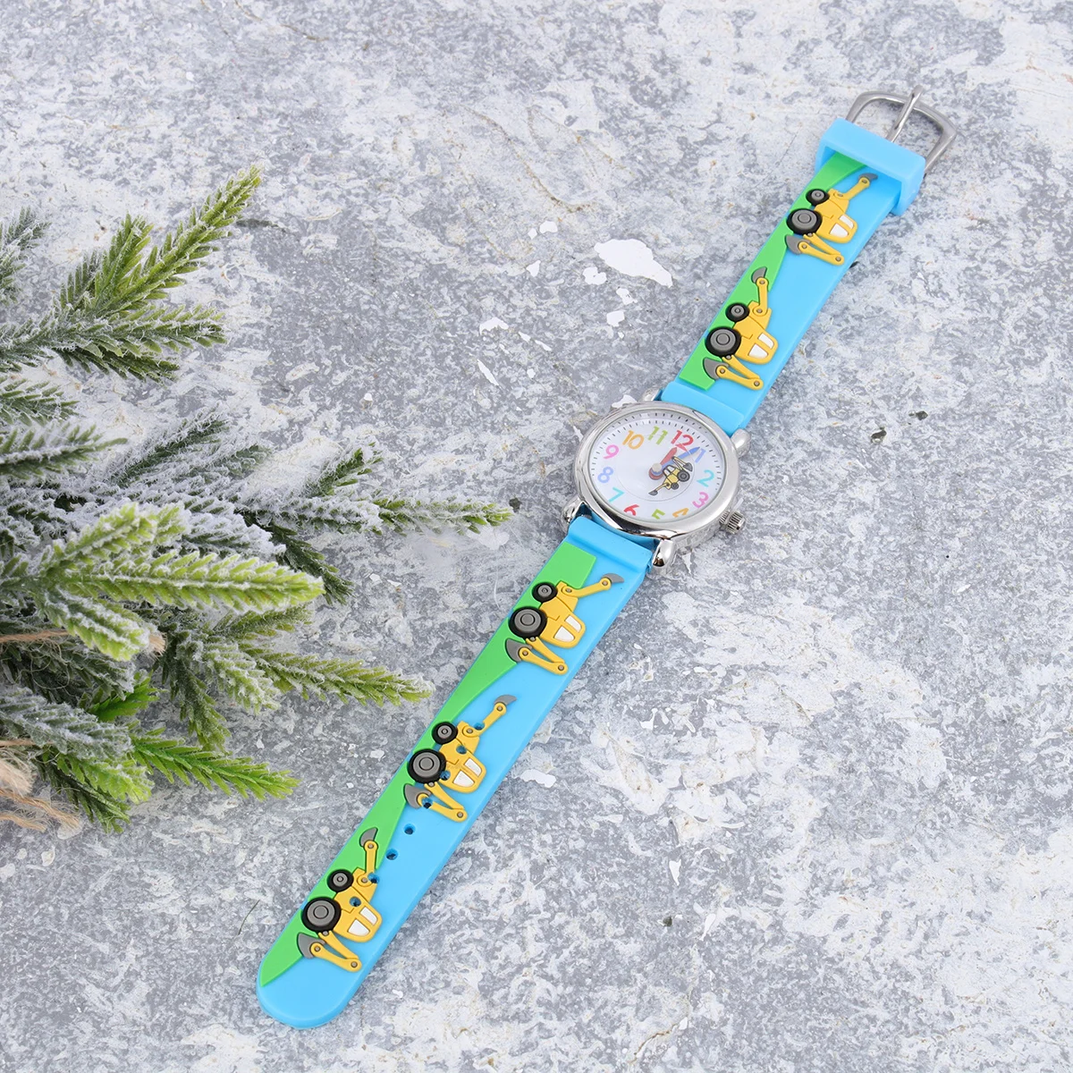 Engineering Vehicle For Kids Cute Cartoon Waterproof Quartz Wristwatch Cartoon Kids Watch Blue Children'S Timepiece