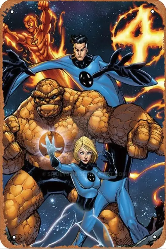 1pcs The Fantastic Four Mcu Retro Metal Tin Sign Vintage Room Decor Poster for Home Coffee Bar Wall Art Decor 8x12 Inch