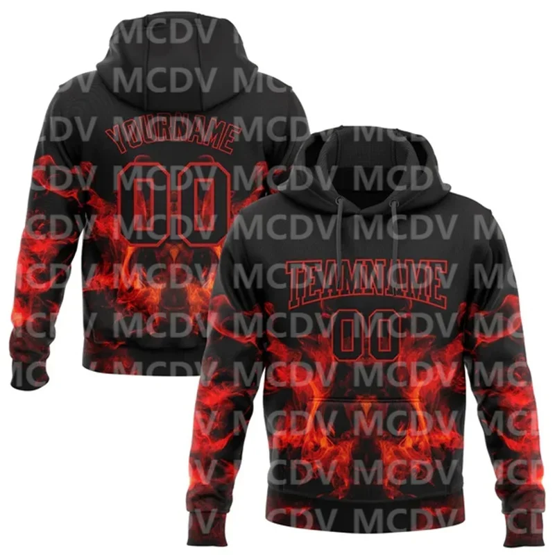 Custom Stitched Black Old Gold-Red 3D Skull Fashion Sports Pullover Sweatshirt Hoodie
