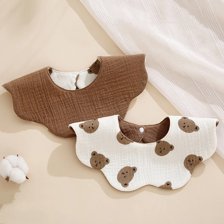 Nuevo Babero Reversible para Bebés, Toalla de Saliva con Encaje Ondulado, Paño de Algodón Suave para Recién Nacidos, Niños Pequeños y Bebés