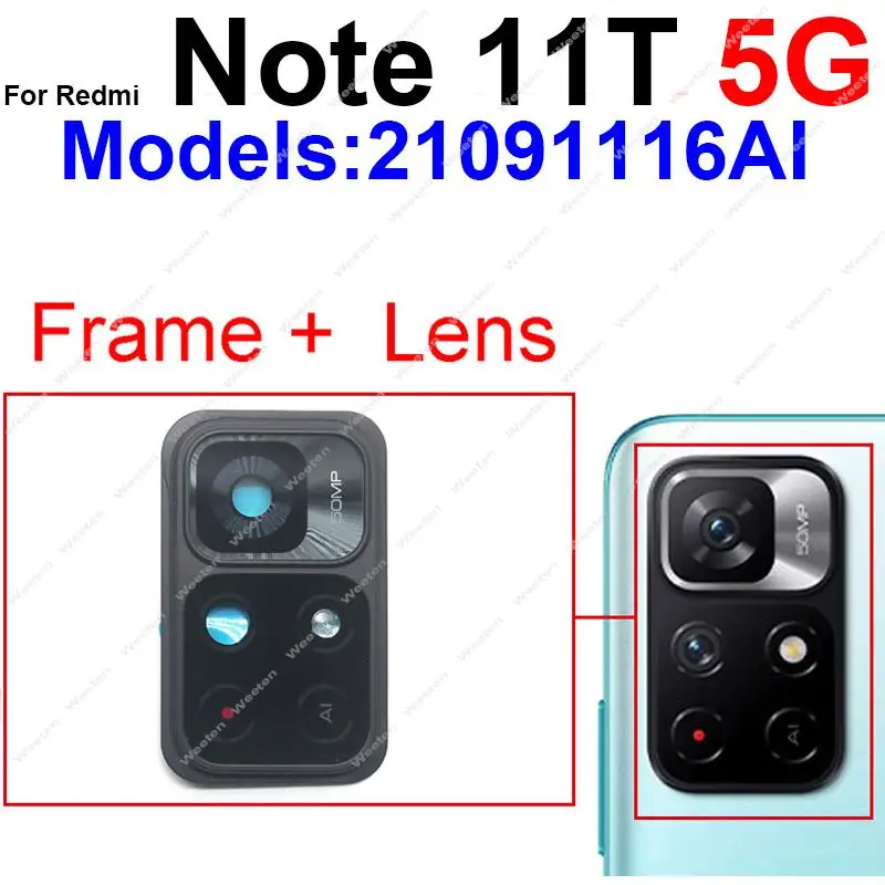 Rear Back Main Camera Glass Lens Cover For Xiaomi Redmi Note 11 11T 11S 11E 11Se Pro Plus 4G 5G Camera Lens Frame Holder Parts