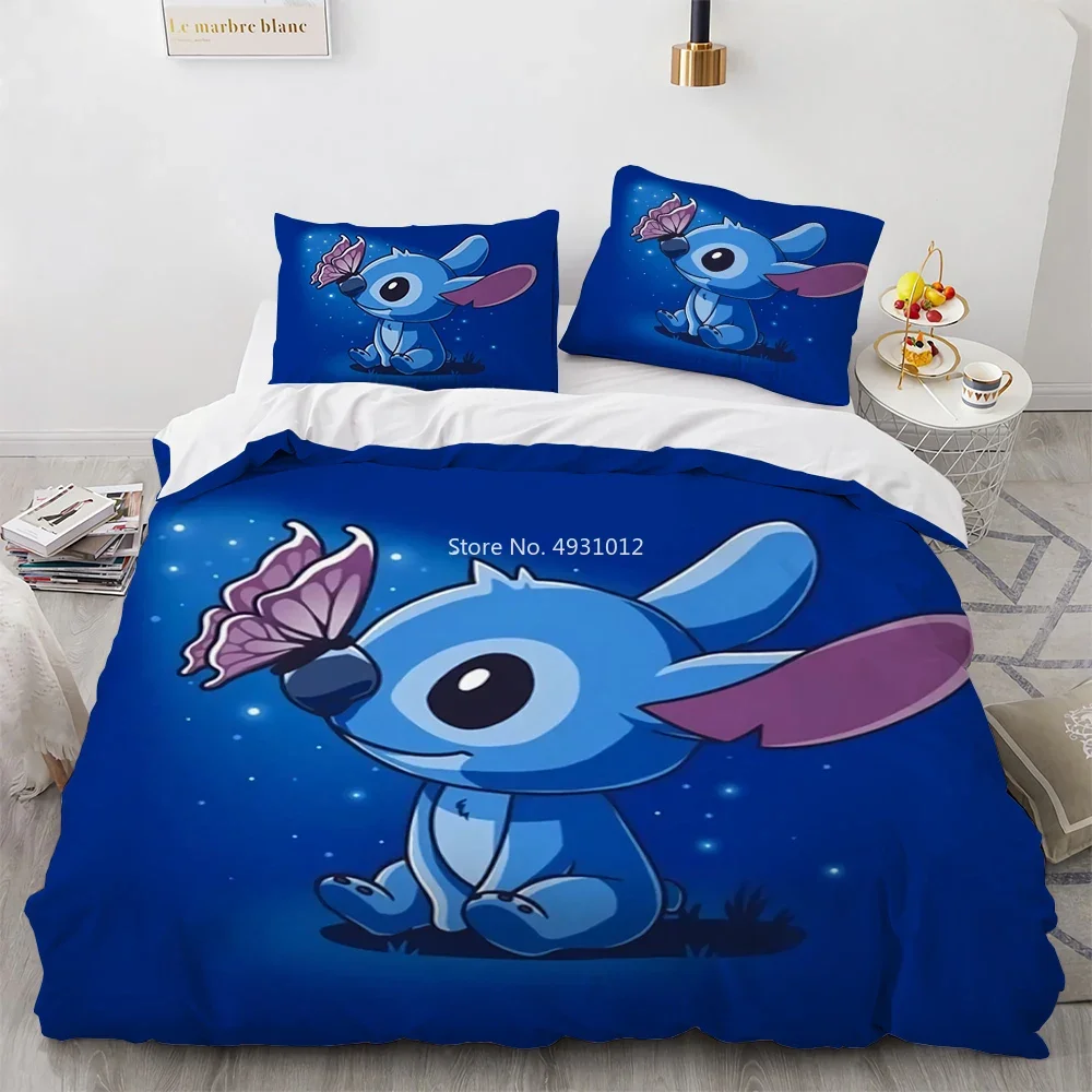 Juego de funda nórdica de Lilo & Stitch, decoración de dormitorio para niños, niño, niña, tamaño Queen y King, juego de cama para cuna de bebé, dibujos animados en 3D