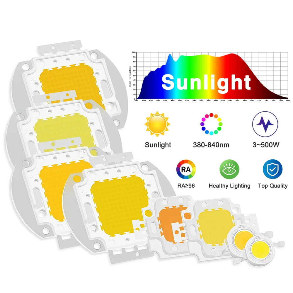 1W 3W 5W 10W 20W 30W 50W 100W rośnie LED rosnąć chip Pełne spektrum Światło słoneczne 380-840nm dla Rośliny doniczkowe Warzywa Kwiaty Owoce Akwaria Galerie sztuki Hale wystawowe — zdjęcie 2
