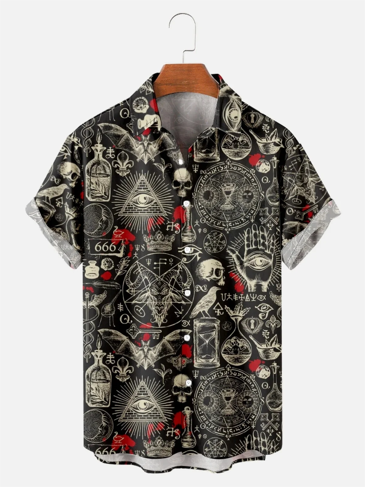 

Summer Hawaiian Shirts For Men's Skull Casual Short Sleeve Y2k High Quality Oversized Streetwear Vintage Beach Tops Tee Clothing