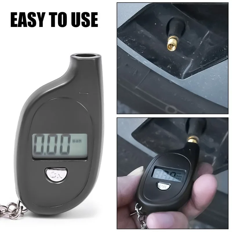 Car Tire Pressure Indicator Digital Lcd Display Tire Gauge Mini Keychain Car Motorcycle Bike Valve Cap Sensor Detector