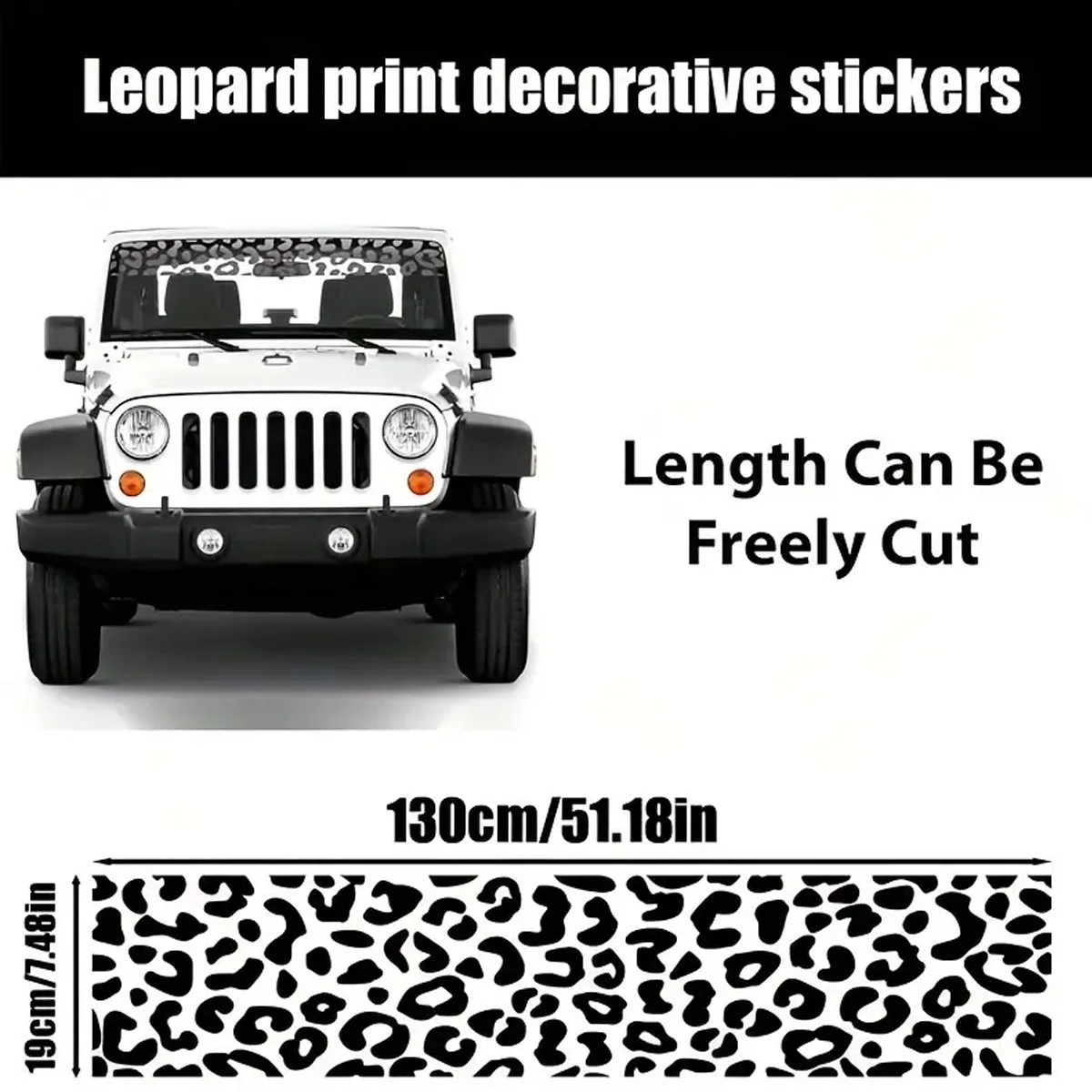 Car Front Windshield Leopard Print Sunshade Sticker Fashion Cheetah Pattern Decal Strip Leopard Print Car Sticker