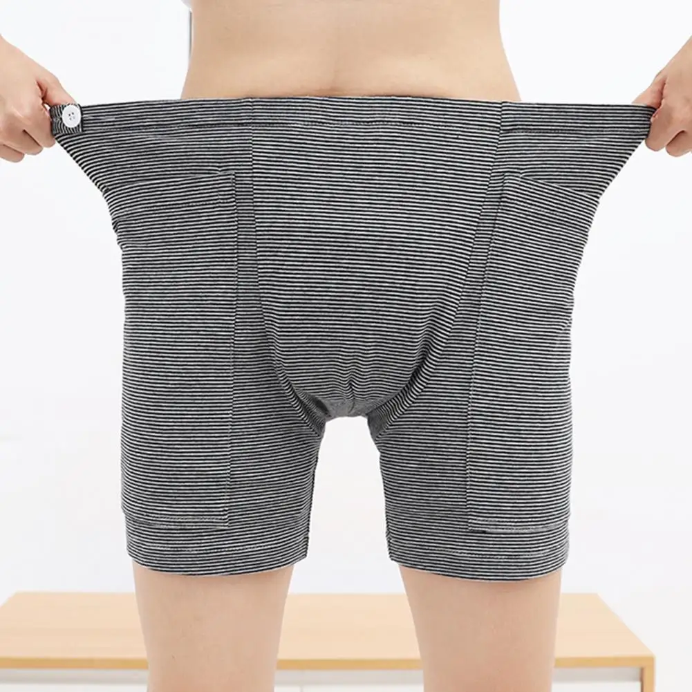 Health Care Sleep Bottoms Shorts Striped Stretchy Pockets Underwear with Place of Urine Bag Men Women Pants Bottoms