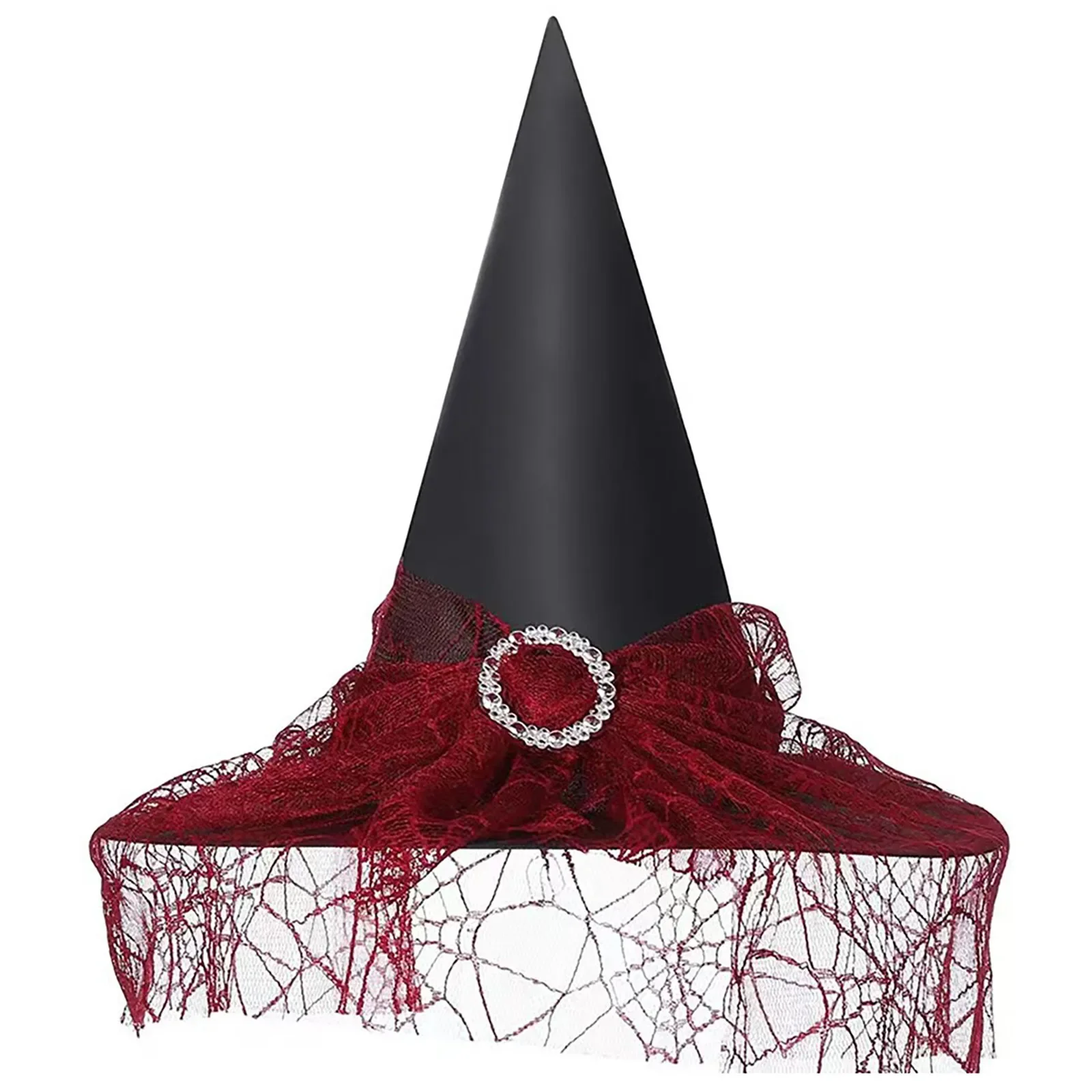 Heksenhoed met sluier Volwassen hoeden Halloween Heks Cosplay Tovenaarshoed Kinderen Halloween Zwarte Heksenhoed Meisjes Prinses Feestartikelen