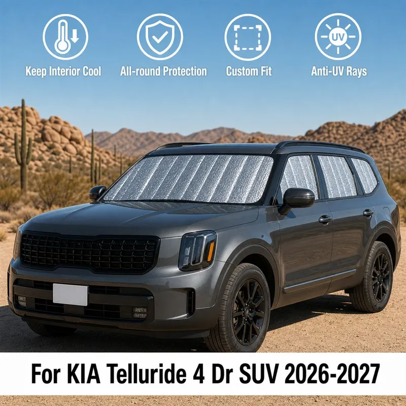 

For KIA Telluride 4 Dr SUV 2026-2027 Full Set Car Window Sunshades UV Block Privacy Heat Insulated Foldable Car Curtain