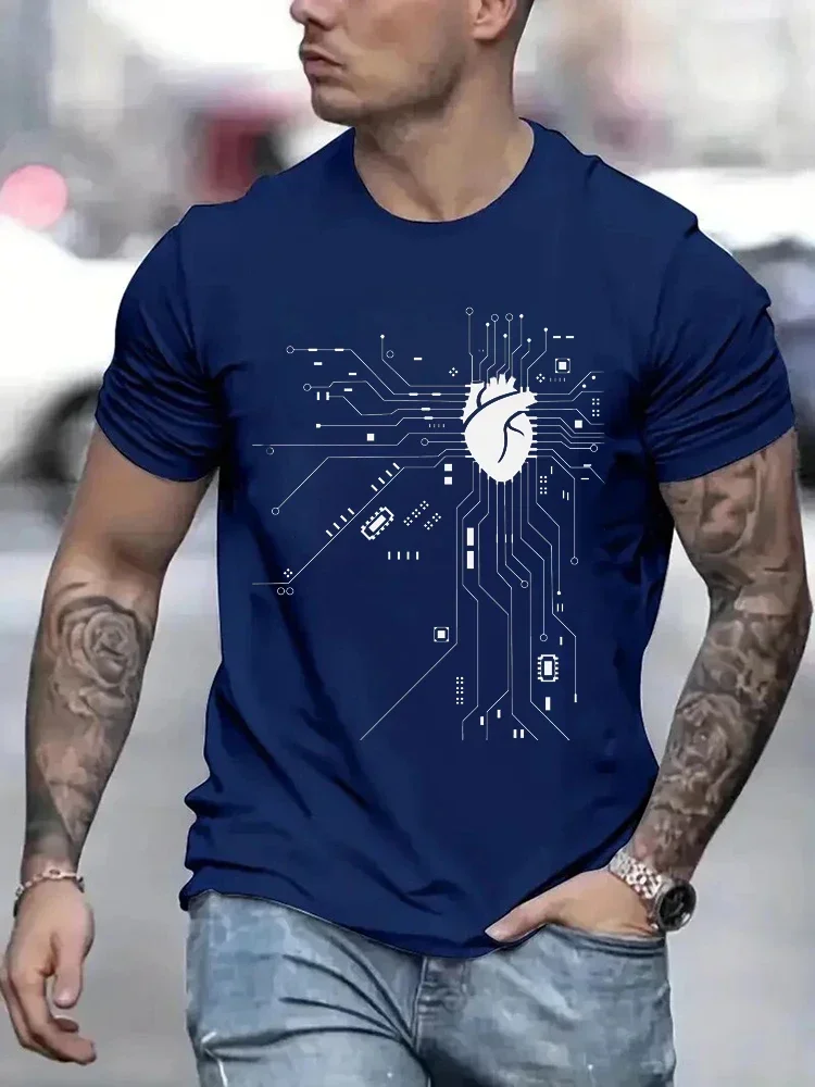 CPU Processor Circuit Diagram T Shirt Men Summer T-shirt Circuit Board Funny Men\'s Tops Fashion Tees Homme Brand Unisex Clothes