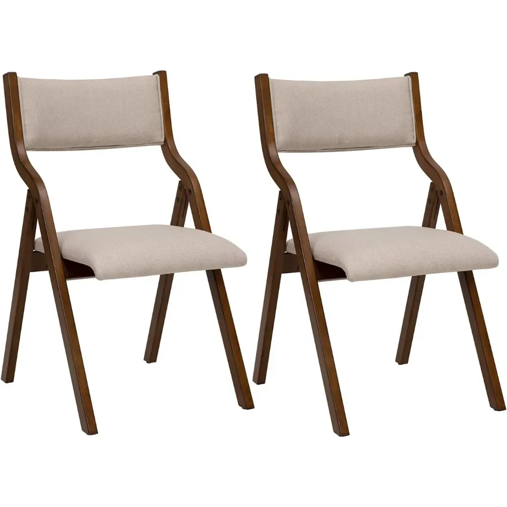 

Modern Folding Chairs Folding Dining Room Chairs Set of 2, 18" Seat Height, Taupe